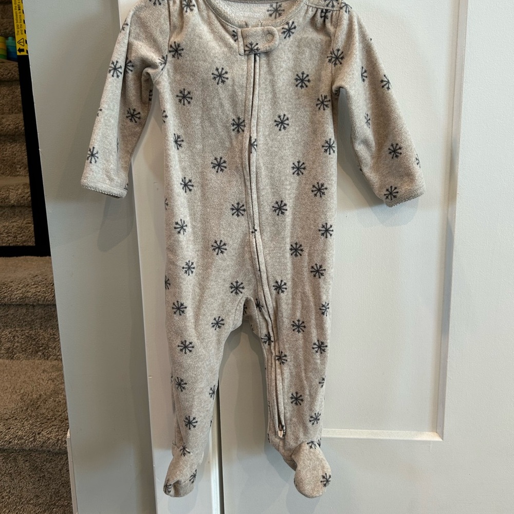 Carter's Gray Snowflake Footed One Piece